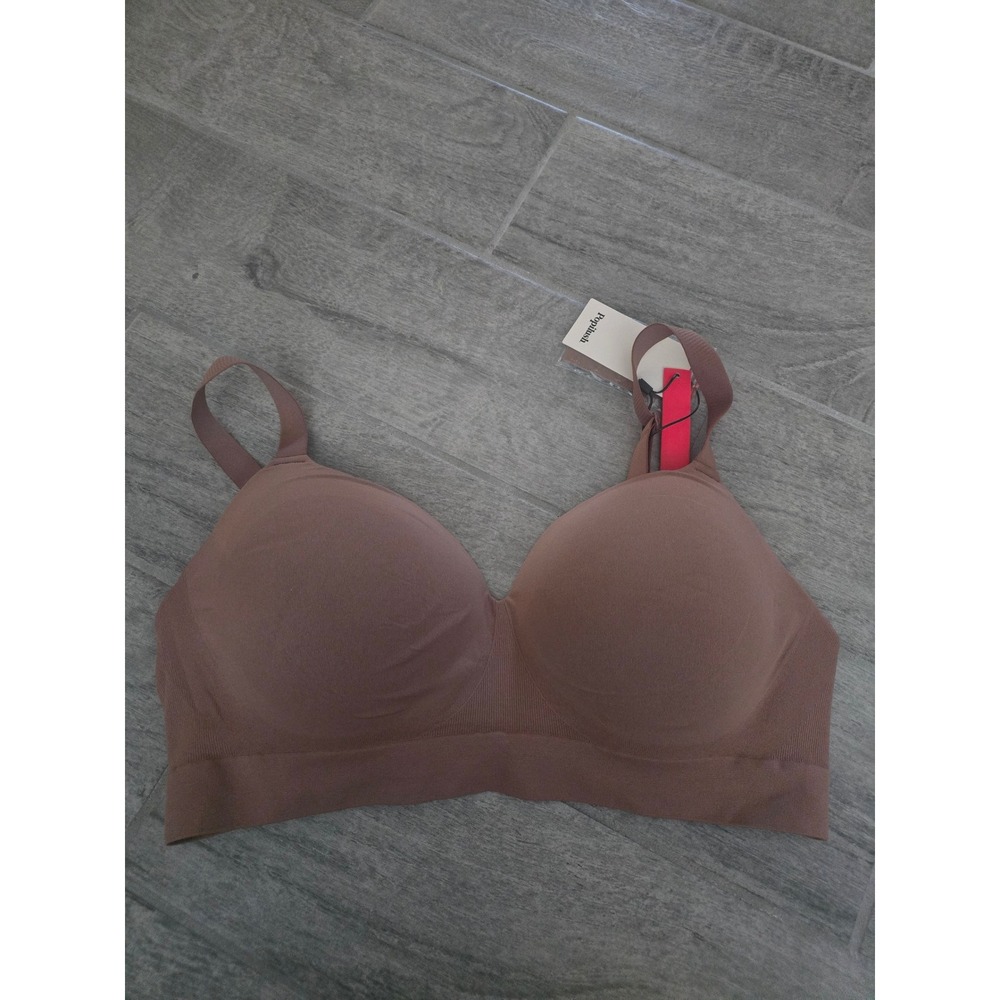 Popilush Womens XL Seamless Wireless Padded Bra Brown Adjustable Straps 38E 42C